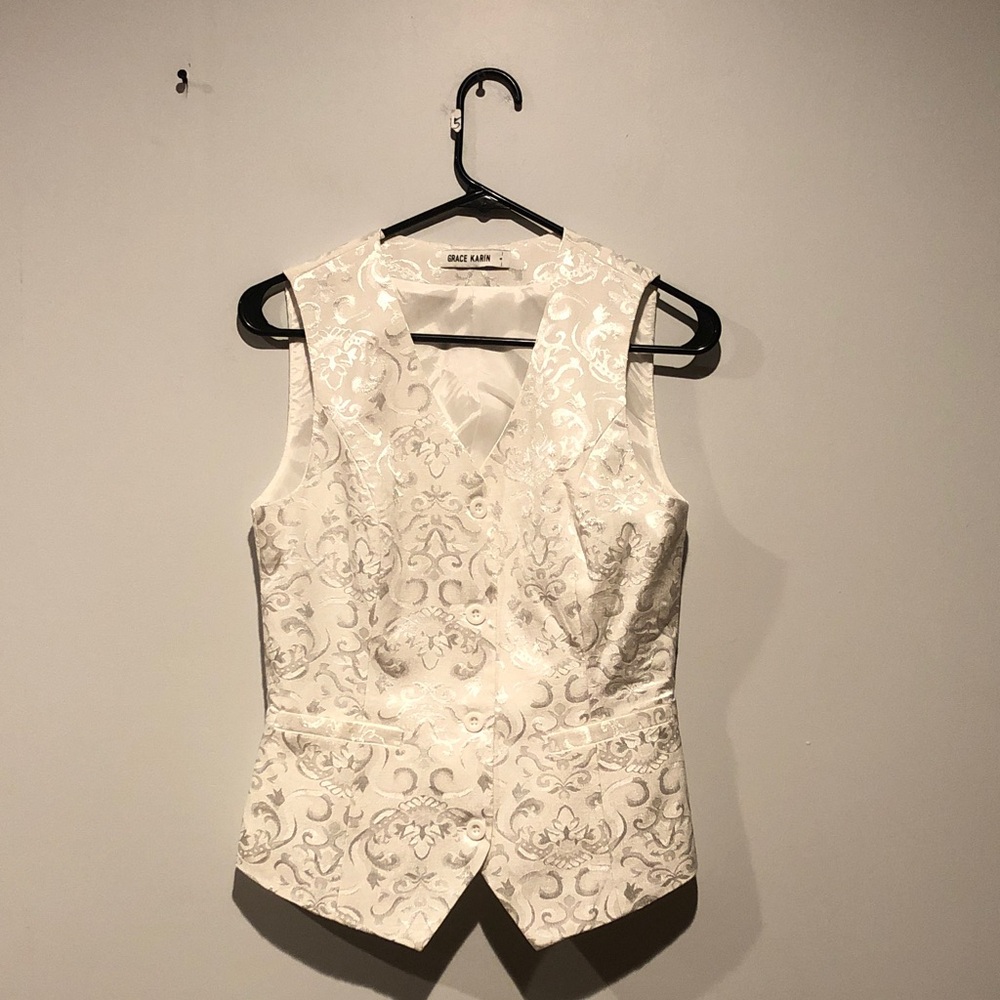 Grace Karin Women’s Jacquard Brocade Button-Up Bridal Vest